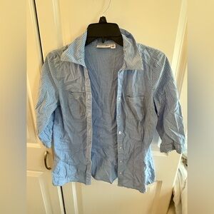 Blue and white striped button up shirt #stripedshirt size small